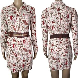 ModCloth Floral Print Button Up Short Tunic Shirtdress
